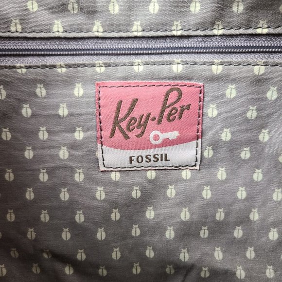 Fossil coral colour Fabric & Leather Tote Purse. - Picture 7 of 12